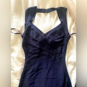 HERVE LEGER Navy XS Signature Carmelle Essentials Gown